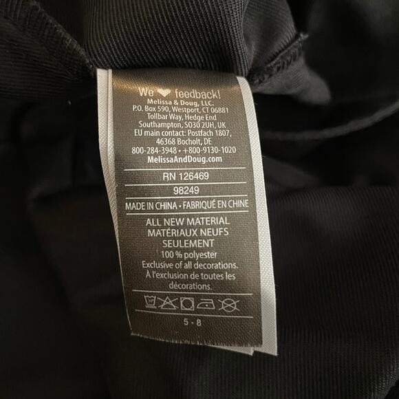 New Melissa and Doug Kids Unisex Size 5-8 Yrs Black Spy Role Play Set Costume - Picture 8 of 13